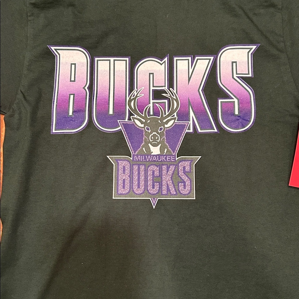 NWT Mitchell & Ness Green Bucks Tee with Purple Logo adult S - Picture 6 of 8